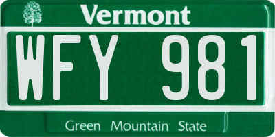 VT license plate WFY981