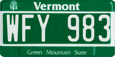 VT license plate WFY983