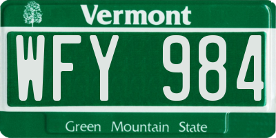 VT license plate WFY984