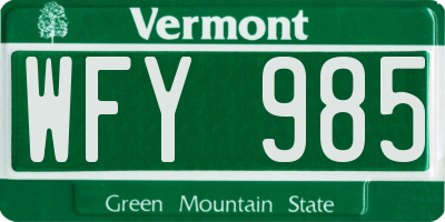VT license plate WFY985