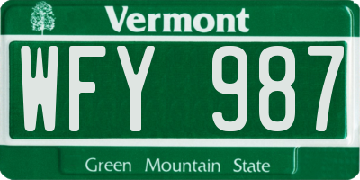 VT license plate WFY987