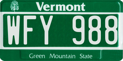 VT license plate WFY988
