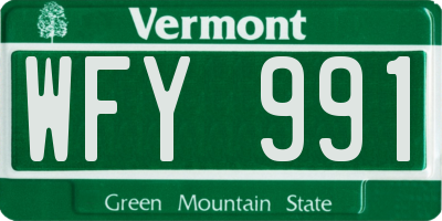 VT license plate WFY991