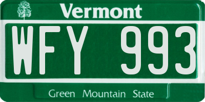 VT license plate WFY993
