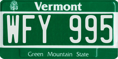 VT license plate WFY995