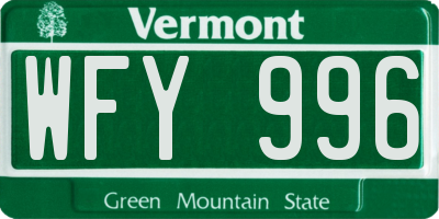 VT license plate WFY996