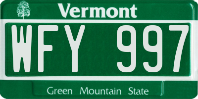 VT license plate WFY997