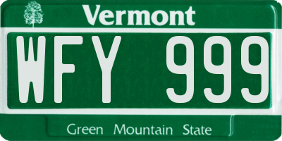 VT license plate WFY999