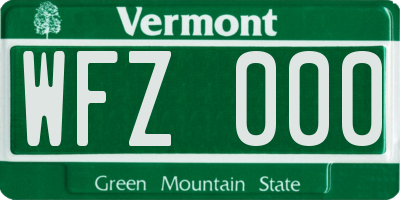 VT license plate WFZ000