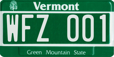 VT license plate WFZ001