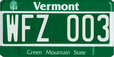 VT license plate WFZ003