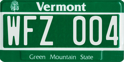 VT license plate WFZ004