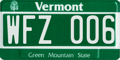 VT license plate WFZ006