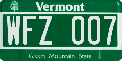 VT license plate WFZ007