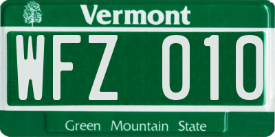 VT license plate WFZ010