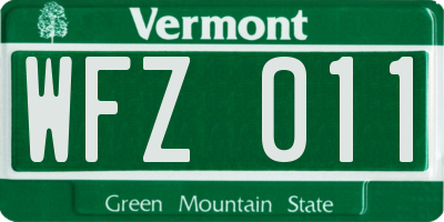 VT license plate WFZ011