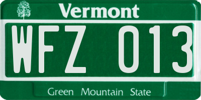 VT license plate WFZ013