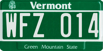 VT license plate WFZ014