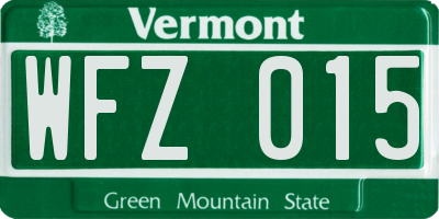 VT license plate WFZ015