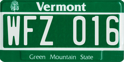 VT license plate WFZ016