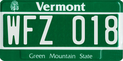 VT license plate WFZ018