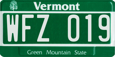 VT license plate WFZ019