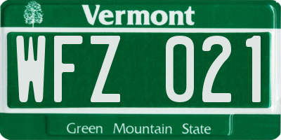 VT license plate WFZ021