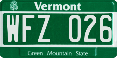 VT license plate WFZ026