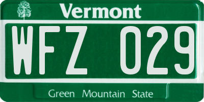 VT license plate WFZ029