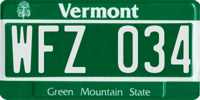 VT license plate WFZ034