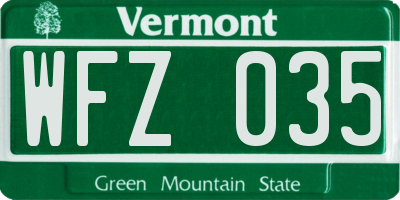 VT license plate WFZ035