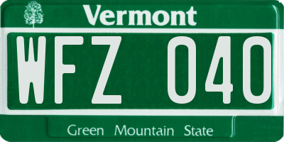 VT license plate WFZ040
