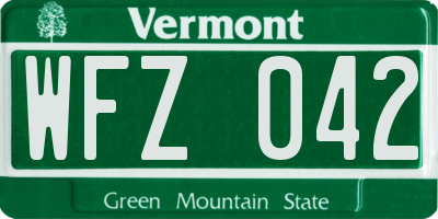 VT license plate WFZ042