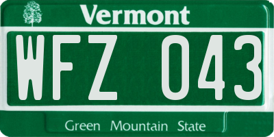 VT license plate WFZ043