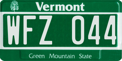 VT license plate WFZ044