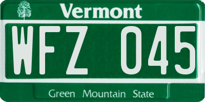 VT license plate WFZ045
