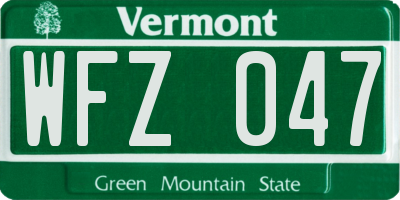 VT license plate WFZ047