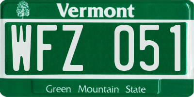 VT license plate WFZ051