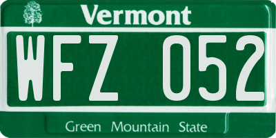 VT license plate WFZ052