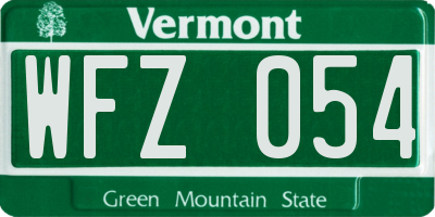 VT license plate WFZ054