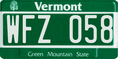 VT license plate WFZ058