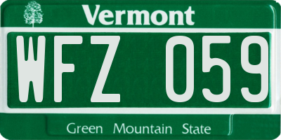 VT license plate WFZ059