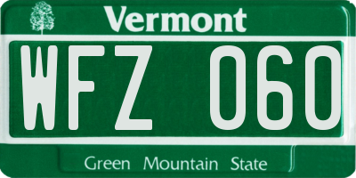 VT license plate WFZ060
