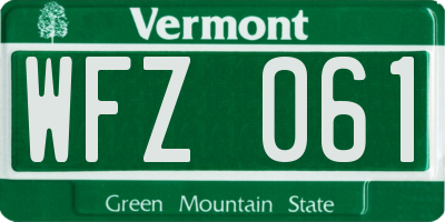 VT license plate WFZ061