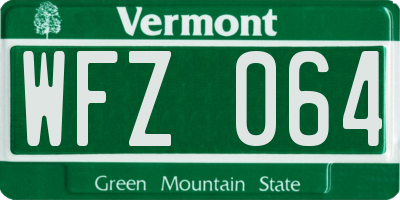 VT license plate WFZ064