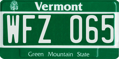 VT license plate WFZ065
