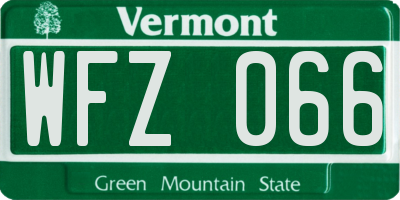 VT license plate WFZ066