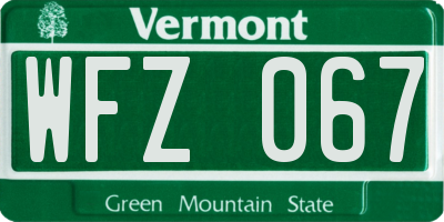 VT license plate WFZ067