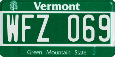 VT license plate WFZ069