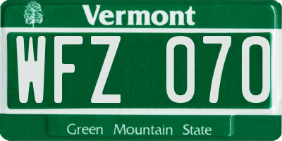 VT license plate WFZ070